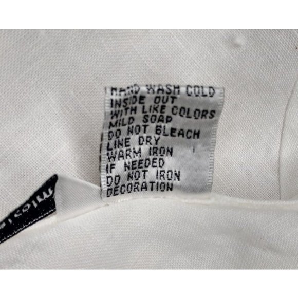 Irish Linen Blouse w Bead and Lace Trim Size L - Picture 7 of 7